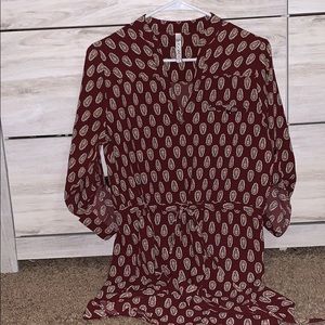 maroon dress with design